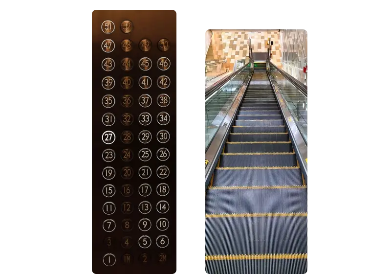 Botonera de ascensor y escala mecánica atendidas por HD Electronics